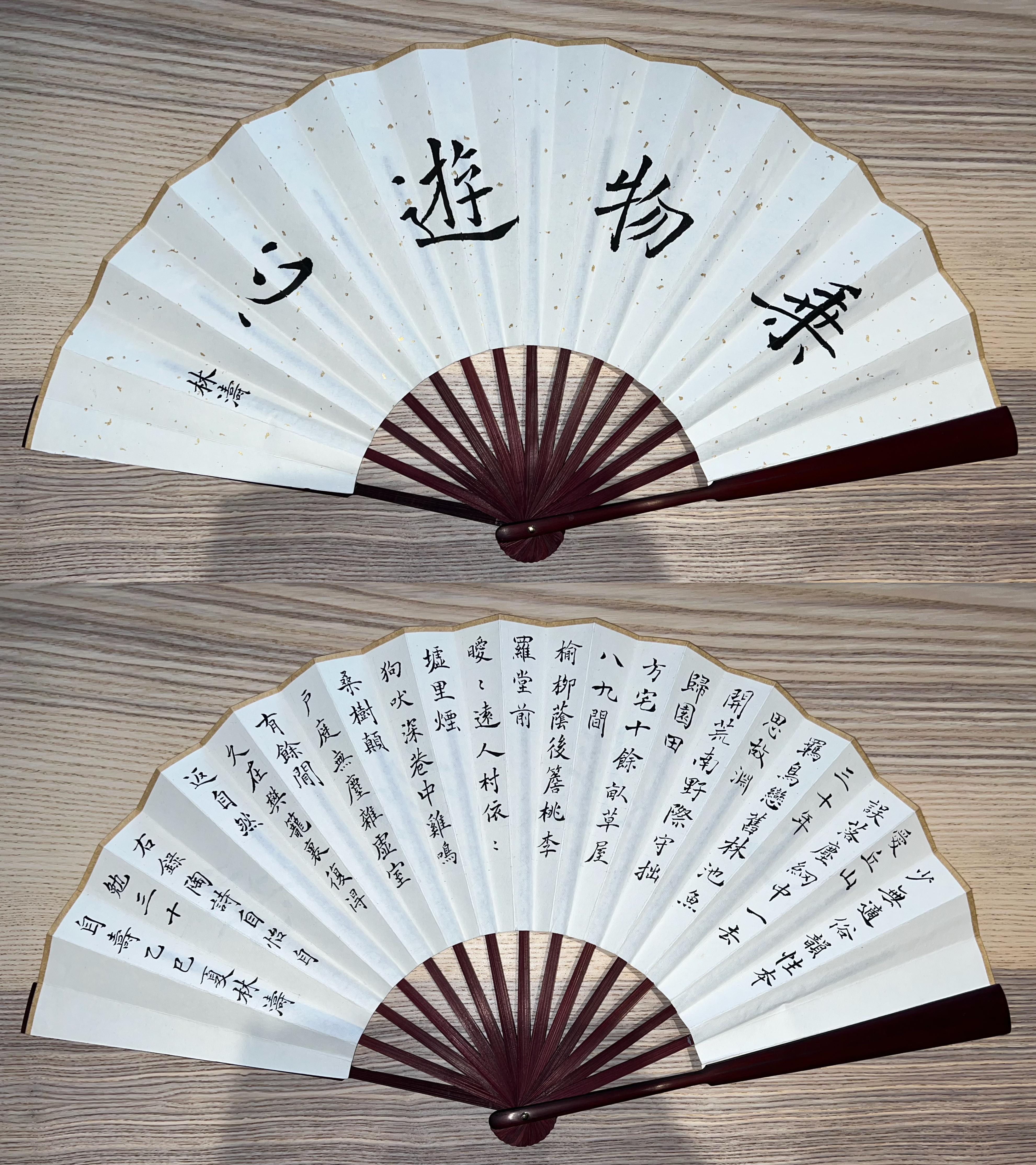 Cheng Wu You Xin calligraphy on a folding fan
